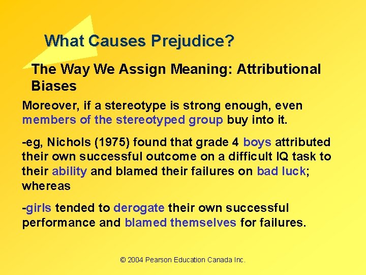 What Causes Prejudice? The Way We Assign Meaning: Attributional Biases Moreover, if a stereotype