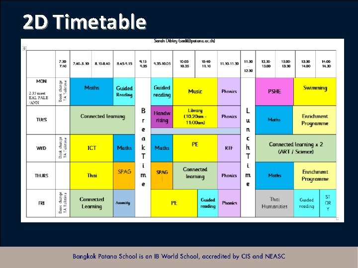 2 D Timetable Bangkok Patana School Master Presentation 