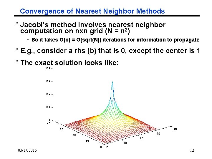 Convergence of Nearest Neighbor Methods ° Jacobi’s method involves nearest neighbor computation on nxn