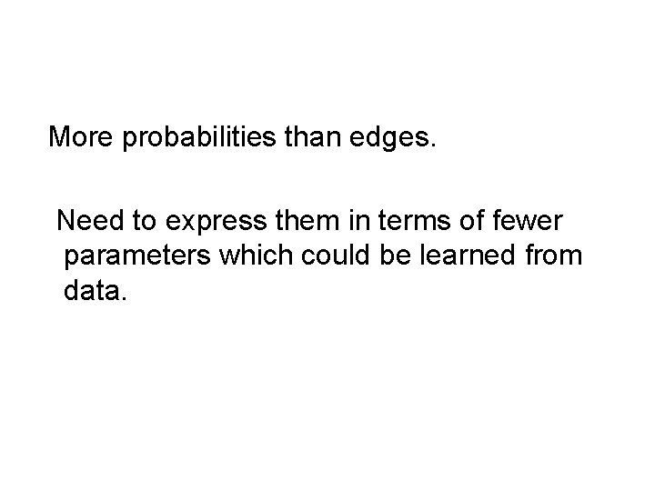 More probabilities than edges. Need to express them in terms of fewer parameters which