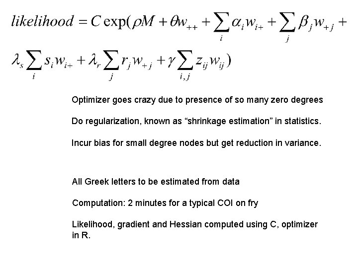 Optimizer goes crazy due to presence of so many zero degrees Do regularization, known