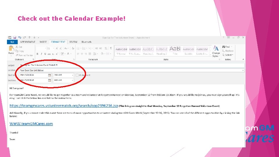 Check out the Calendar Example! 