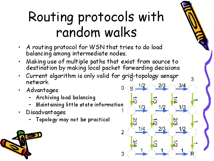 Routing protocols with random walks • A routing protocol for WSN that tries to