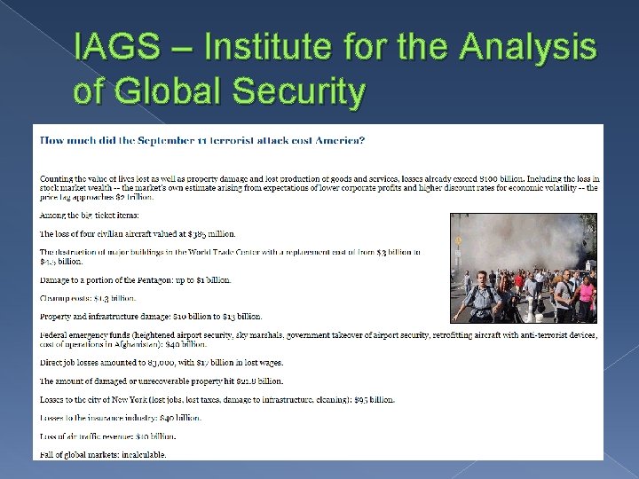 IAGS – Institute for the Analysis of Global Security 