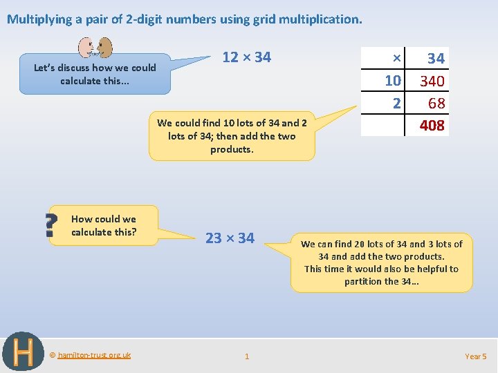 Multiplying a pair of 2 -digit numbers using grid multiplication. Let’s discuss how we