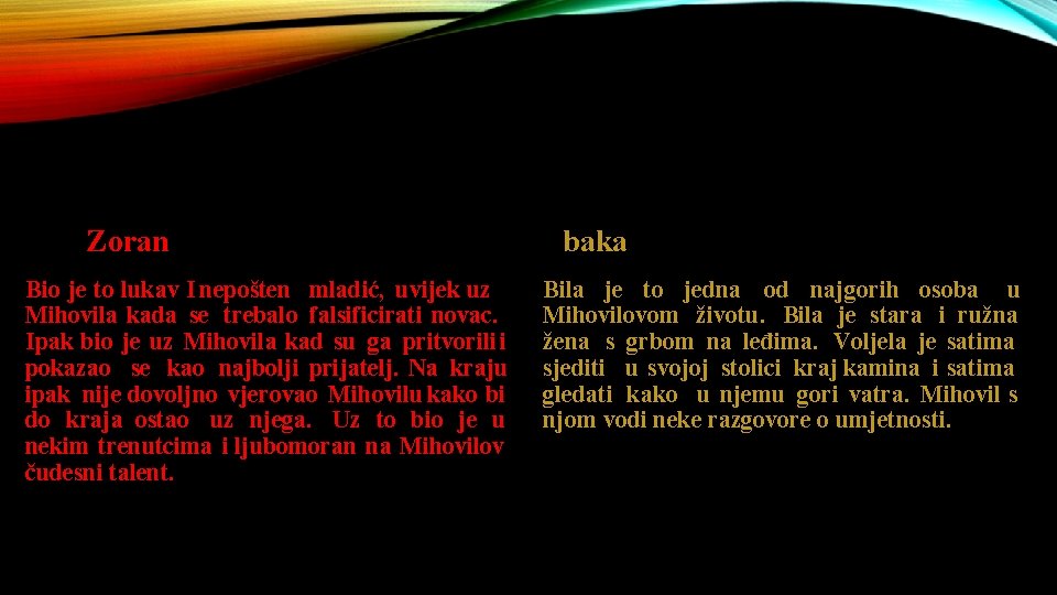 Zoran Bio je to lukav I nepošten mladić, uvijek uz Mihovila kada se trebalo