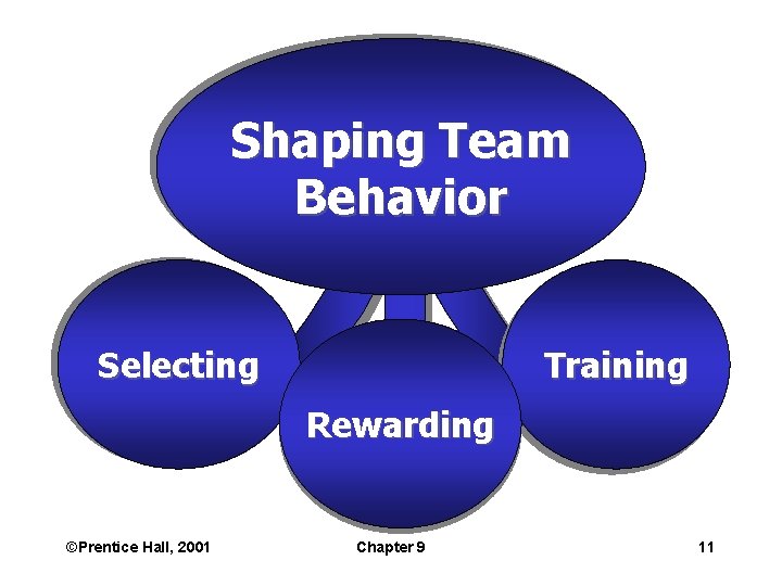 Shaping Team Behavior Selecting Training Rewarding ©Prentice Hall, 2001 Chapter 9 11 Shaping Team Behavior Selecting Training Rewarding ©Prentice Hall, 2001 Chapter 9 11