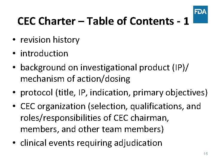 CEC Charter – Table of Contents - 1 • revision history • introduction •