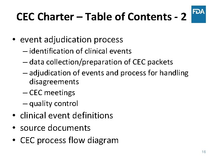 CEC Charter – Table of Contents - 2 • event adjudication process – identification