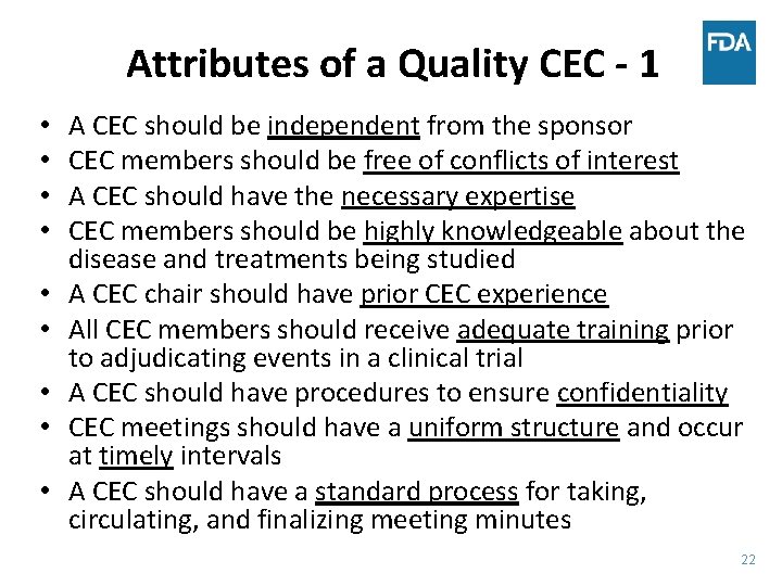 Attributes of a Quality CEC - 1 • • • A CEC should be