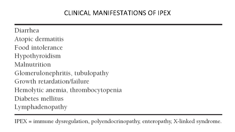 CLINICAL MANIFESTATIONS OF IPEX 