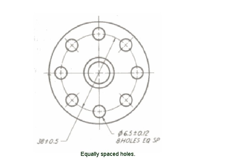 Equally spaced holes. 