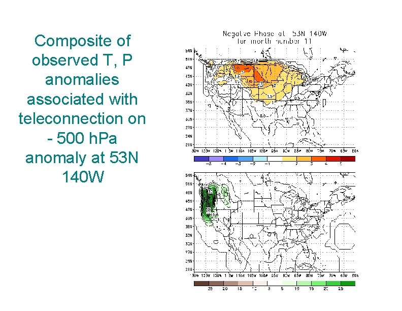 Composite of observed T, P anomalies associated with teleconnection on - 500 h. Pa