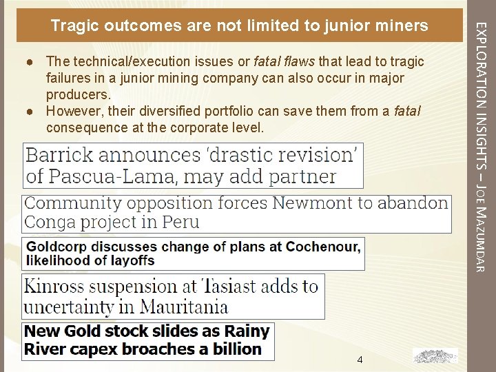 ● The technical/execution issues or fatal flaws that lead to tragic failures in a ● The technical/execution issues or fatal flaws that lead to tragic failures in a