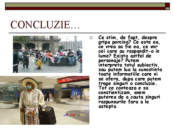 CONCLUZIE… o Ce stim, de fapt, despre gripa porcina? Ce este ea, ce vrea