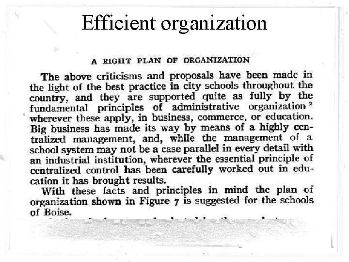 Efficient organization 