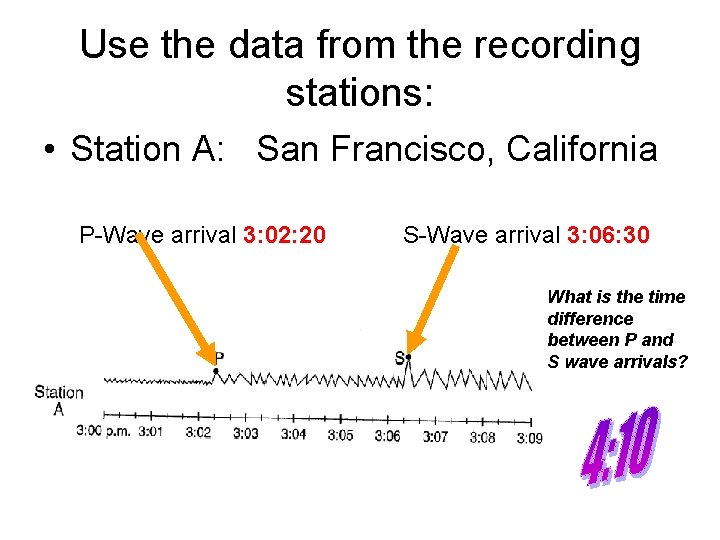 Use the data from the recording stations: • Station A: San Francisco, California P-Wave Use the data from the recording stations: • Station A: San Francisco, California P-Wave