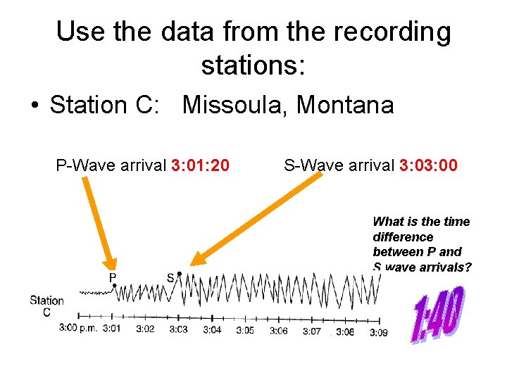 Use the data from the recording stations: • Station C: Missoula, Montana P-Wave arrival Use the data from the recording stations: • Station C: Missoula, Montana P-Wave arrival