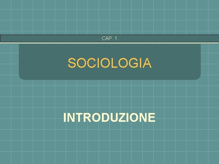 CAP. 1 SOCIOLOGIA INTRODUZIONE 