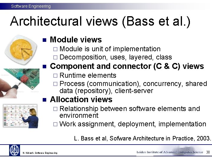 Software Engineering Architectural views (Bass et al. ) n Module views ¨ Module is
