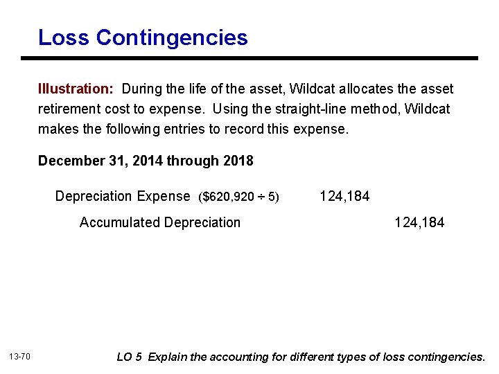 Loss Contingencies Illustration: During the life of the asset, Wildcat allocates the asset retirement