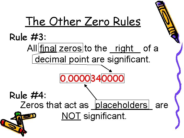 The Other Zero Rules Rule #3: All final zeros to the ______ right of