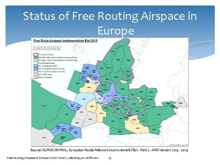 Status of Free Routing Airspace in Europe Source: EUROCONTROL, European Route Network Improvement Plan