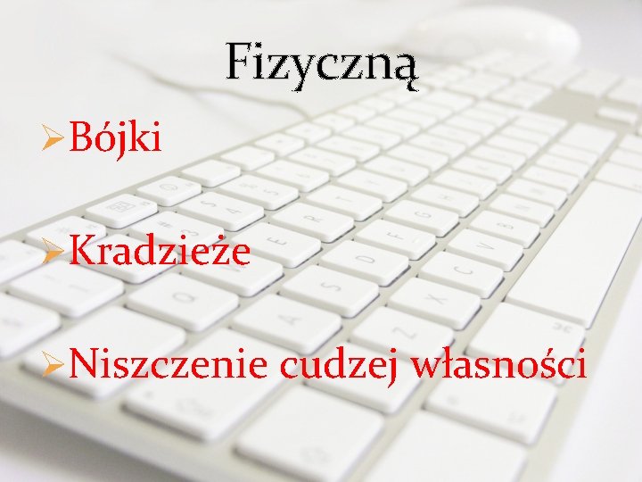 Fizyczną ØBójki ØKradzieże ØNiszczenie cudzej własności 