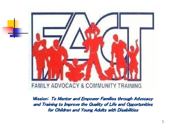 Mission: To Mentor and Empower Families through Advocacy and Training to Improve the Quality