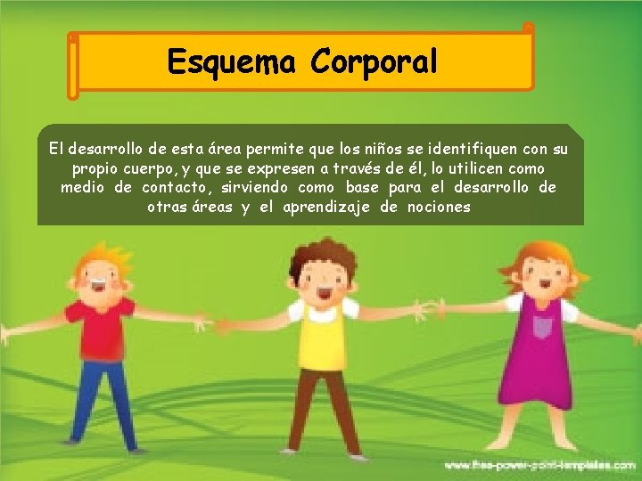 Esquema Corporal El desarrollo de esta área permite que los niños se identifiquen con Esquema Corporal El desarrollo de esta área permite que los niños se identifiquen con
