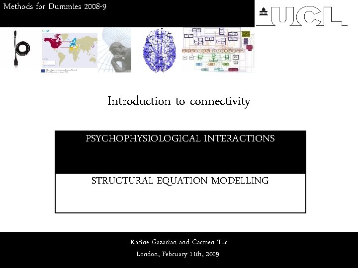 Methods for Dummies 2008 -9 Introduction to connectivity PSYCHOPHYSIOLOGICAL INTERACTIONS STRUCTURAL EQUATION MODELLING Karine