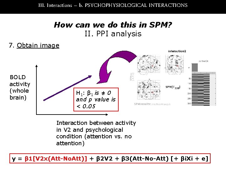 III. Interactions – b. PSYCHOPHYSIOLOGICAL INTERACTIONS How can we do this in SPM? II.