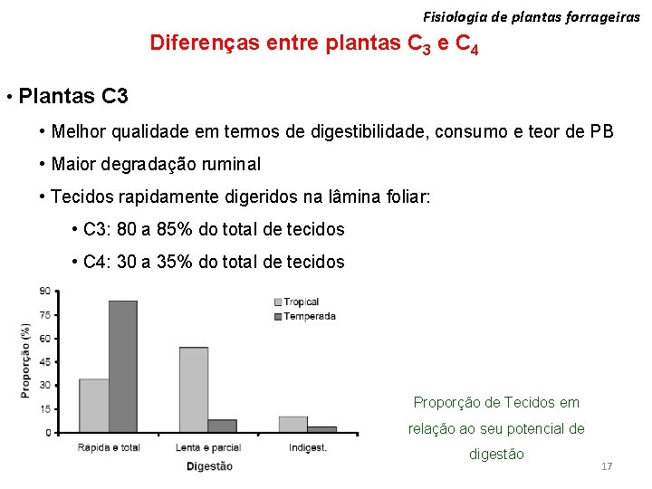 Fisiologia de plantas forrageiras Diferenças entre plantas C 3 e C 4 • Plantas