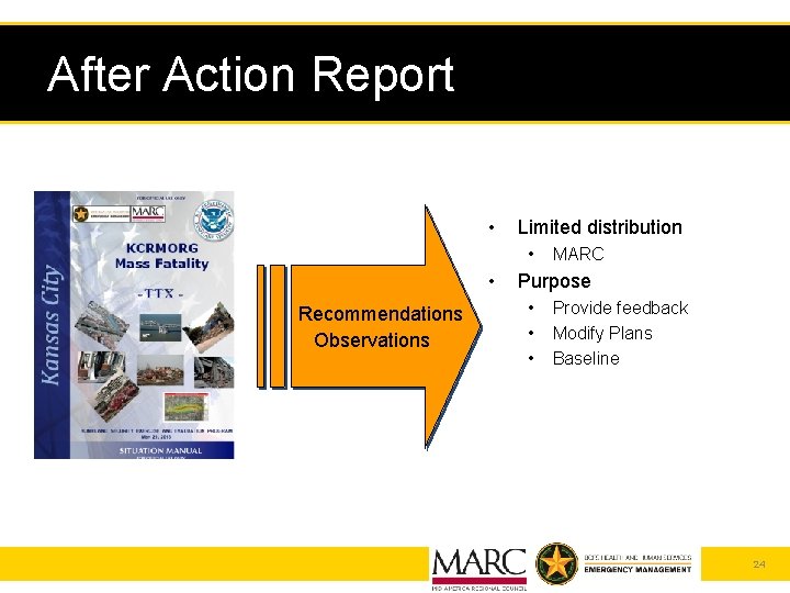 After Action Report • Limited distribution • • Recommendations Observations MARC Purpose • •