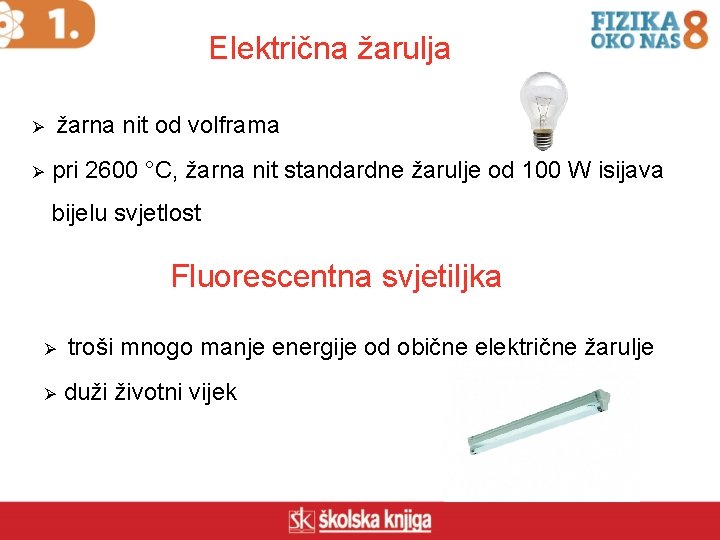 Električna žarulja Ø žarna nit od volframa Ø pri 2600 °C, žarna nit standardne