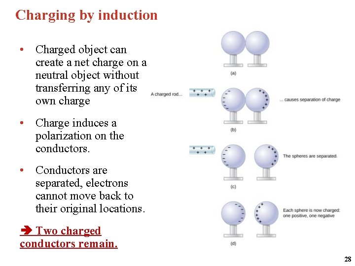 Charging by induction • Charged object can create a net charge on a neutral