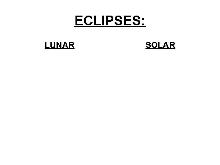 ECLIPSES: LUNAR SOLAR 