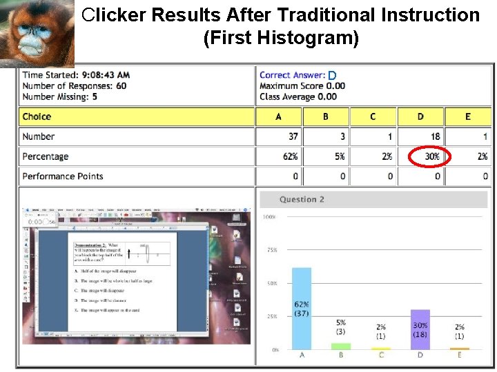 Clicker Results After Traditional Instruction (First Histogram) D 