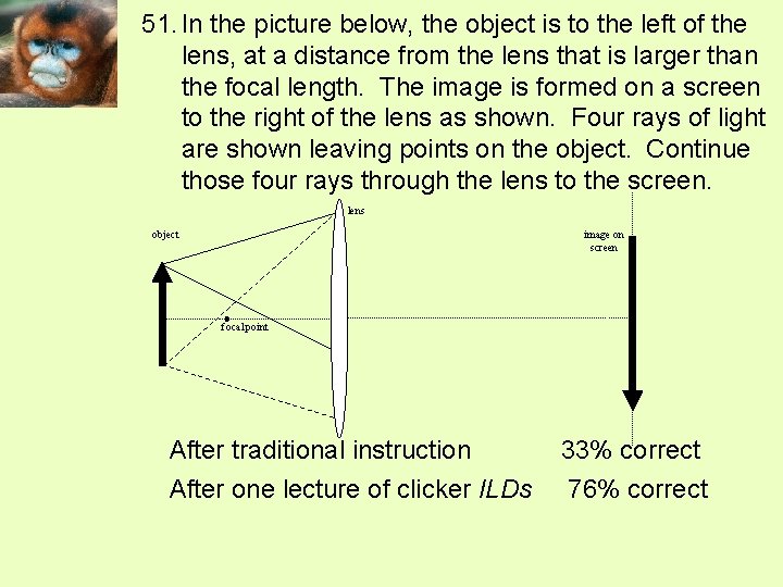 51. In the picture below, the object is to the left of the lens,