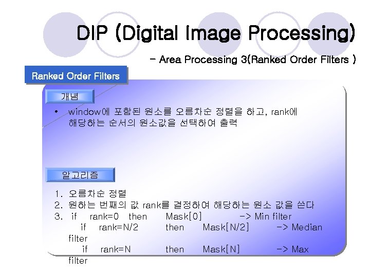 DIP (Digital Image Processing) - Area Processing 3(Ranked Order Filters ) Ranked Order Filters