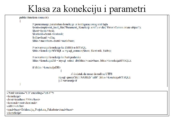 Klasa za konekciju i parametri 