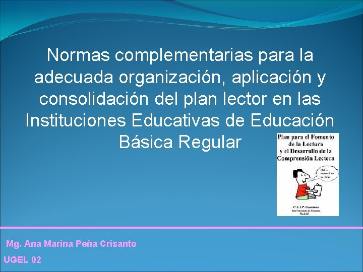 Normas complementarias para la adecuada organización, aplicación y consolidación del plan lector en las