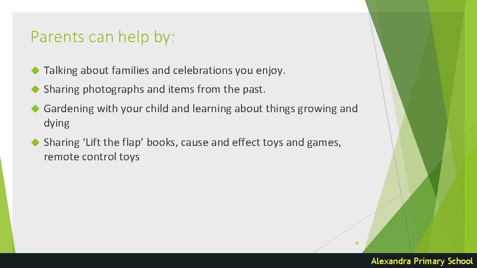 Parents can help by: Talking about families and celebrations you enjoy. Sharing photographs and