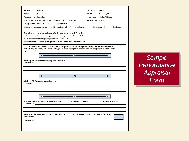 Sample Performance Appraisal Form 