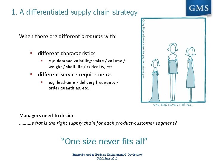 1. A differentiated supply chain strategy When there are different products with: § different