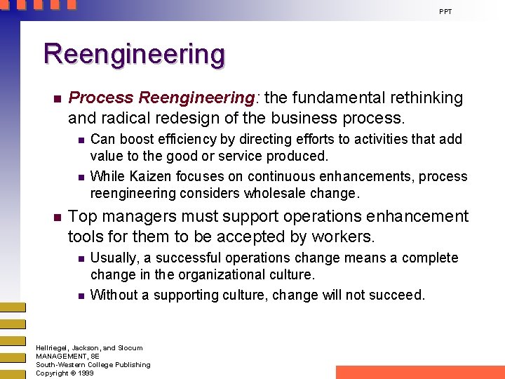 PPT Reengineering n Process Reengineering: the fundamental rethinking and radical redesign of the business