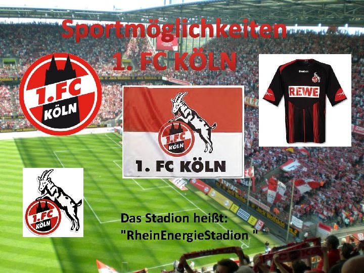 Sportmöglichkeiten 1. FC KÖLN Das Stadion heißt: "Rhein. Energie. Stadion " 