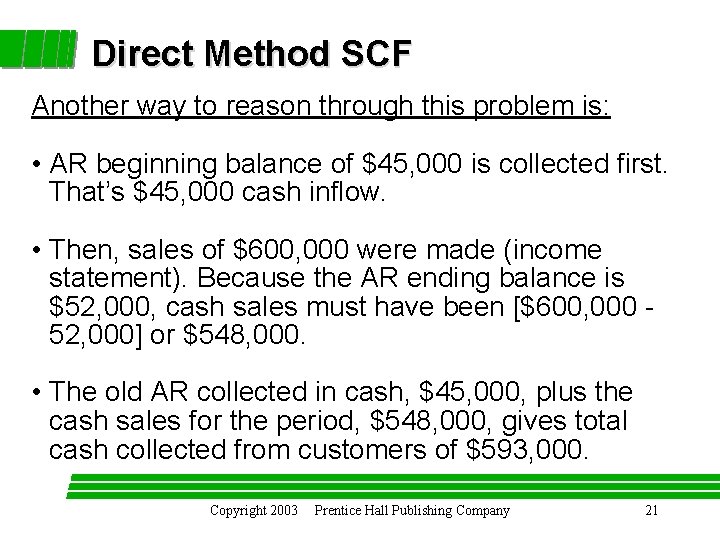 Scf Direct Method Example Chapter 10 Preparing a Statement of Cash Flows