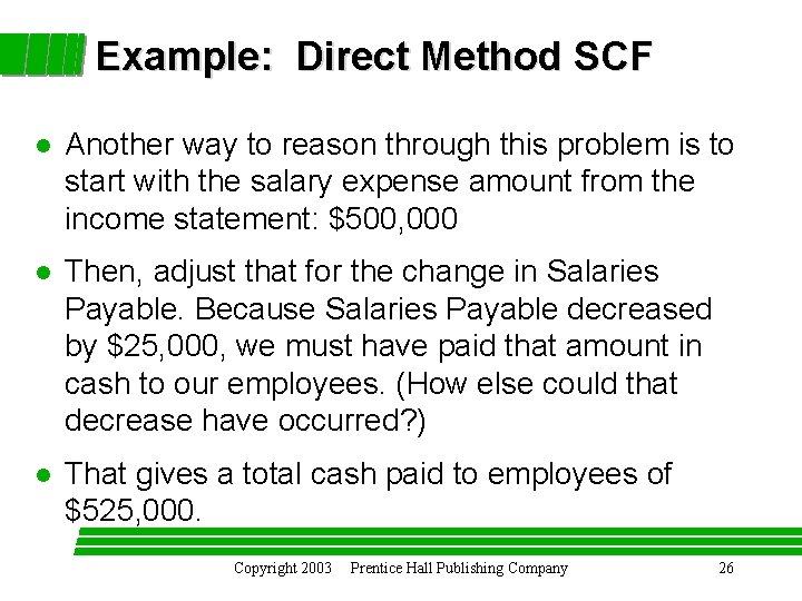 Scf Direct Method Example Chapter 10 Preparing a Statement of Cash Flows