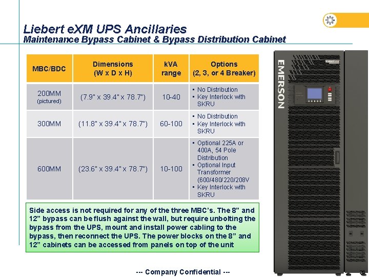 Liebert e. XM UPS Ancillaries Maintenance Bypass Cabinet & Bypass Distribution Cabinet MBC/BDC 200 Liebert e. XM UPS Ancillaries Maintenance Bypass Cabinet & Bypass Distribution Cabinet MBC/BDC 200